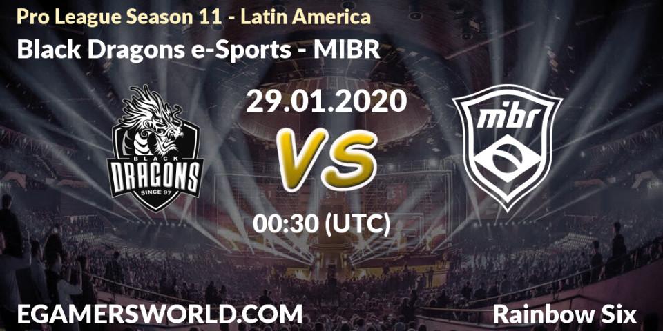 Prognose für das Spiel Black Dragons e-Sports VS MIBR. 29.01.20. Rainbow Six - Pro League Season 11 - Latin America