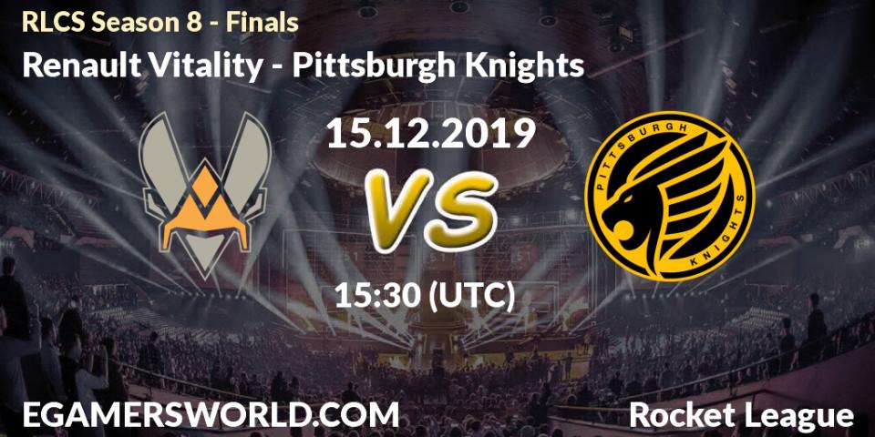 Prognose für das Spiel Renault Vitality VS Pittsburgh Knights. 15.12.19. Rocket League - RLCS Season 8 - Finals
