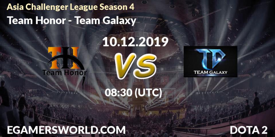 Prognose für das Spiel Team Honor VS Team Galaxy. 10.12.19. Dota 2 - Asia Challenger League Season 4