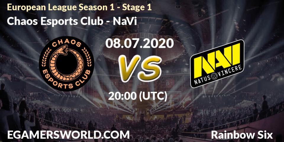 Prognose für das Spiel Chaos Esports Club VS NaVi. 08.07.20. Rainbow Six - European League Season 1 - Stage 1