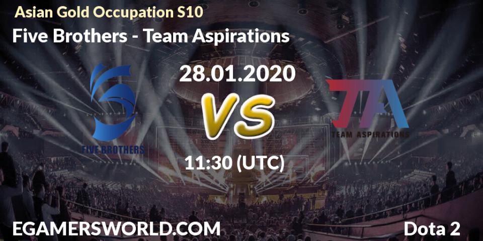 Prognose für das Spiel Five Brothers VS Team Aspirations. 19.01.20. Dota 2 - Asian Gold Occupation S10