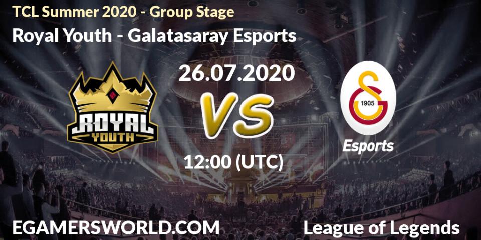 Prognose für das Spiel Royal Youth VS Galatasaray Esports. 26.07.20. LoL - TCL Summer 2020 - Group Stage