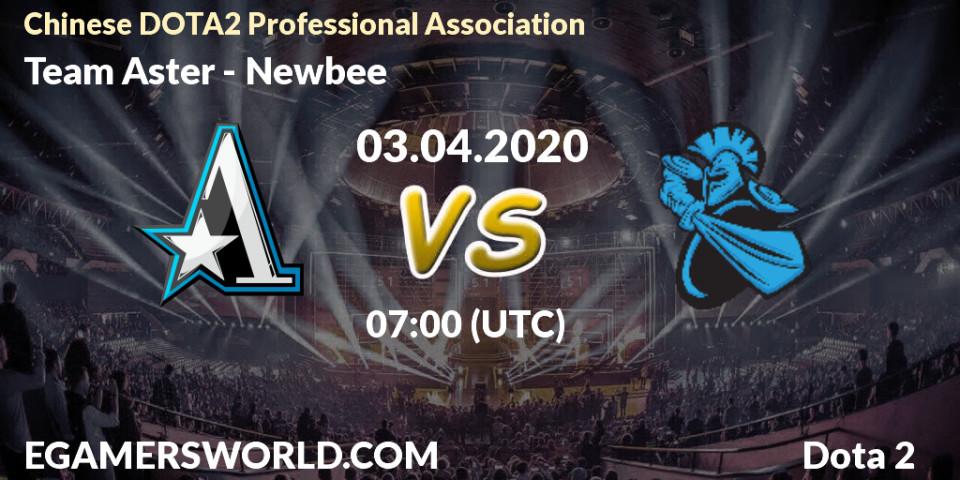 Prognose für das Spiel Team Aster VS Newbee. 03.04.20. Dota 2 - CDA League Season 1