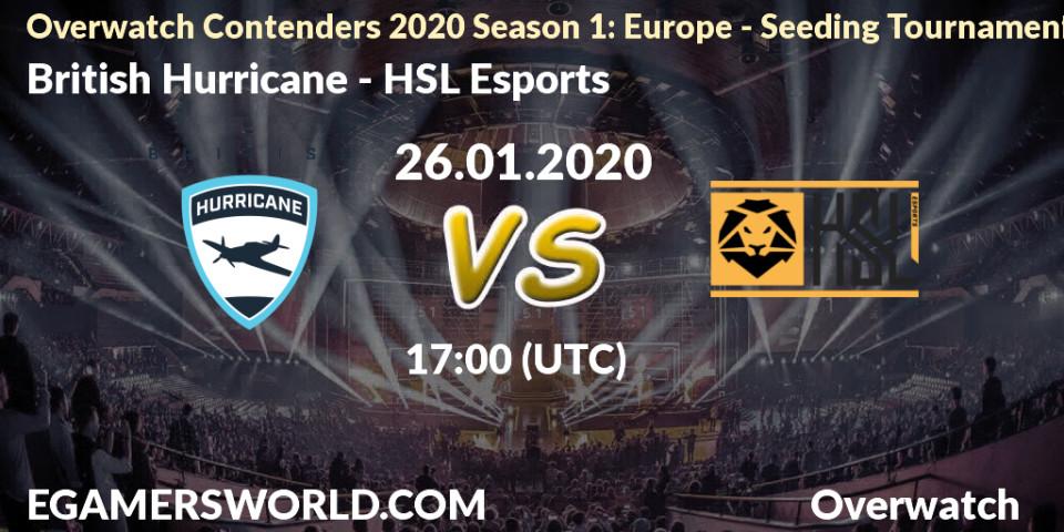 Prognose für das Spiel British Hurricane VS HSL Esports. 26.01.20. Overwatch - Overwatch Contenders 2020 Season 1: Europe - Seeding Tournament