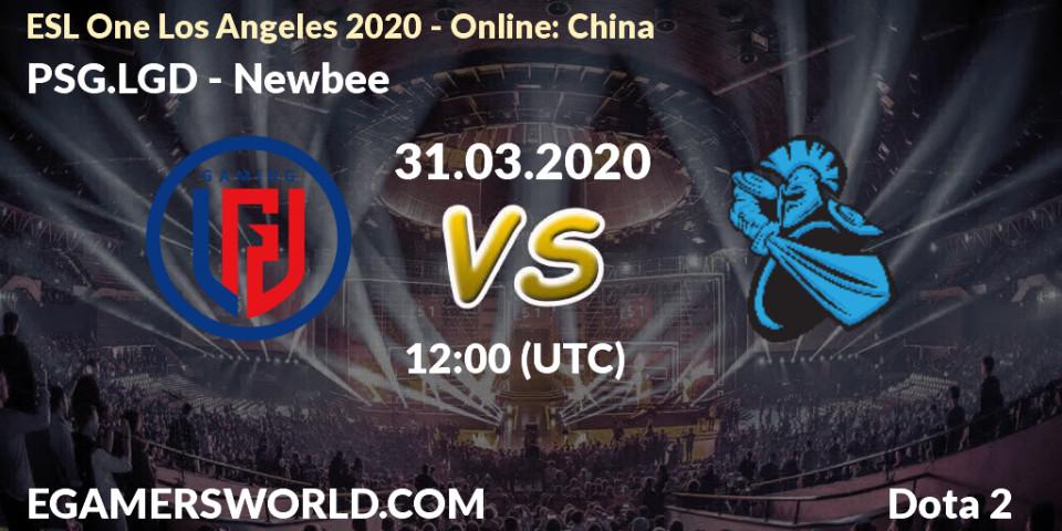 Prognose für das Spiel PSG.LGD VS Newbee. 31.03.20. Dota 2 - ESL One Los Angeles 2020 - Online: China