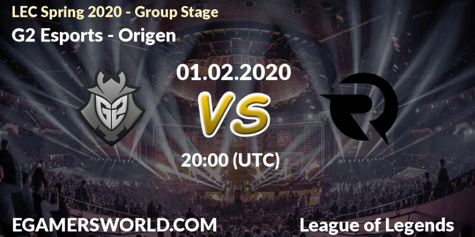 Prognose für das Spiel G2 Esports VS Origen. 01.02.20. LoL - LEC Spring 2020 - Group Stage