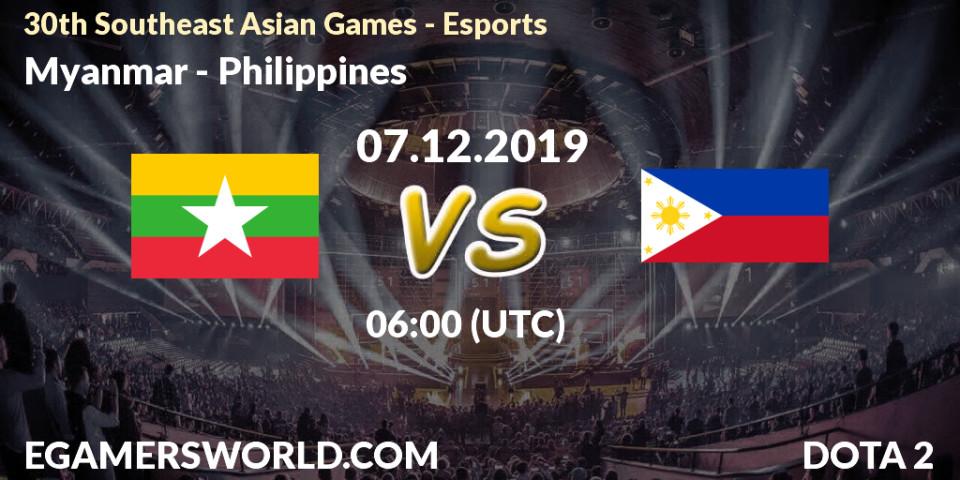 Prognose für das Spiel Myanmar VS Philippines. 07.12.19. Dota 2 - 30th Southeast Asian Games - Esports
