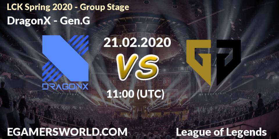 Prognose für das Spiel DragonX VS Gen.G. 21.02.20. LoL - LCK Spring 2020 - Group Stage