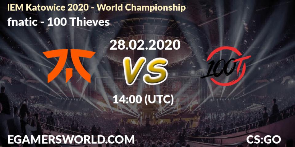 Prognose für das Spiel fnatic VS 100 Thieves. 28.02.20. CS2 (CS:GO) - IEM Katowice 2020 