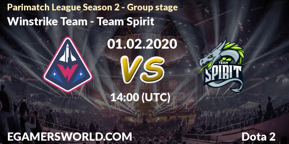 Prognose für das Spiel Winstrike Team VS Team Spirit. 01.02.20. Dota 2 - Parimatch League Season 2 - Group stage