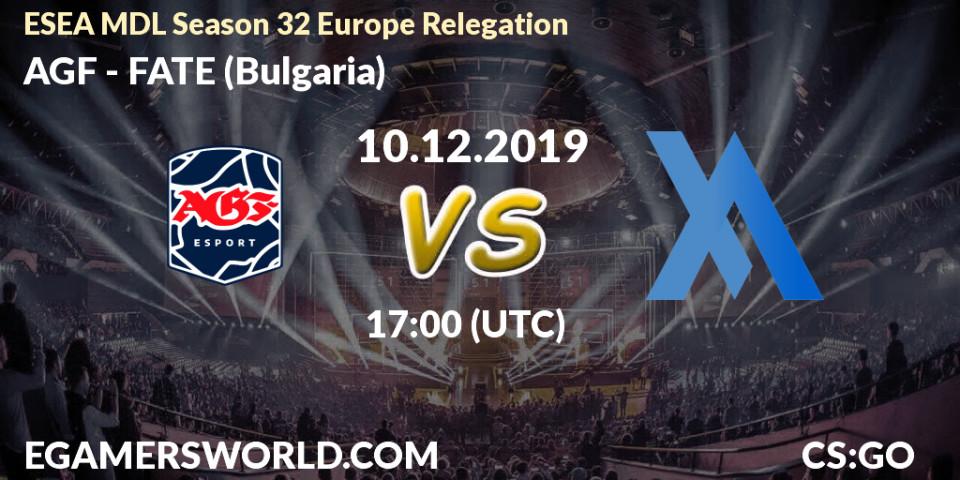 Prognose für das Spiel AGF VS FATE (Bulgaria). 10.12.19. CS2 (CS:GO) - ESEA MDL Season 32 Europe Relegation