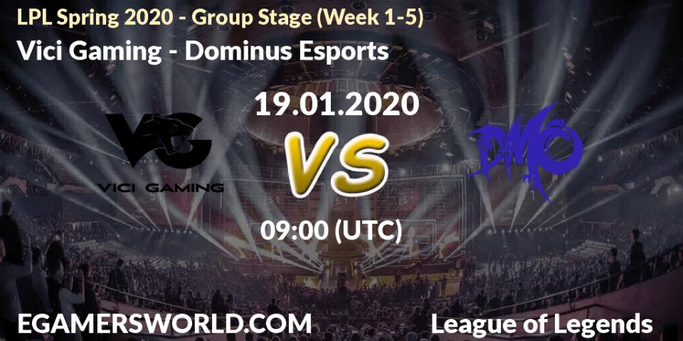 Prognose für das Spiel Vici Gaming VS Dominus Esports. 19.01.20. LoL - LPL Spring 2020 - Group Stage (Week 1-4)