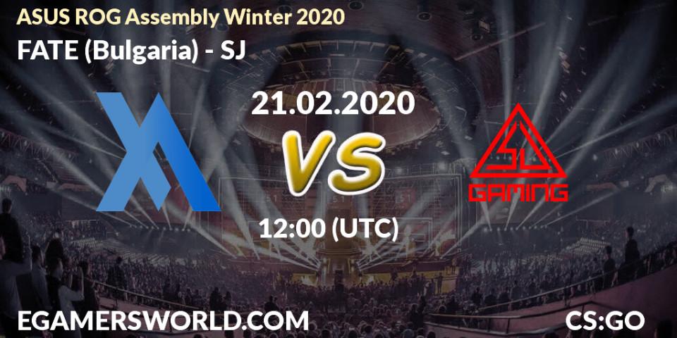 Prognose für das Spiel FATE (Bulgaria) VS SJ. 21.02.20. CS2 (CS:GO) - ASUS ROG Assembly Winter 2020