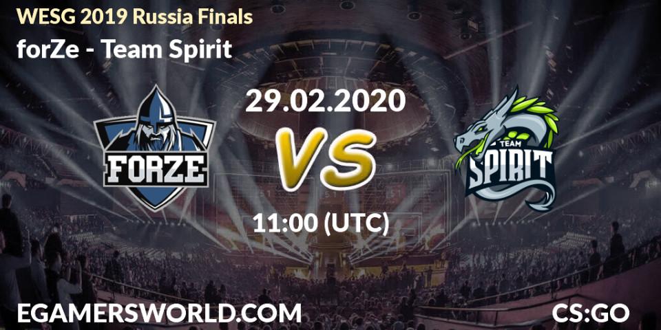Prognose für das Spiel forZe VS Team Spirit. 29.02.20. CS2 (CS:GO) - WESG 2019 Russia Finals