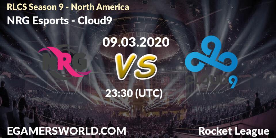 Prognose für das Spiel NRG Esports VS Cloud9. 09.03.20. Rocket League - RLCS Season 9 - North America