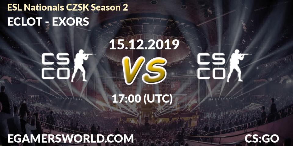 Prognose für das Spiel ECLOT VS EXORS. 15.12.19. CS2 (CS:GO) - ESL Nationals CZSK Season 2