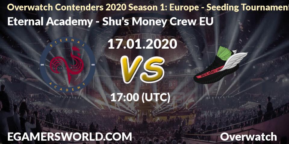 Prognose für das Spiel Eternal Academy VS Shu's Money Crew EU. 17.01.20. Overwatch - Overwatch Contenders 2020 Season 1: Europe - Seeding Tournament