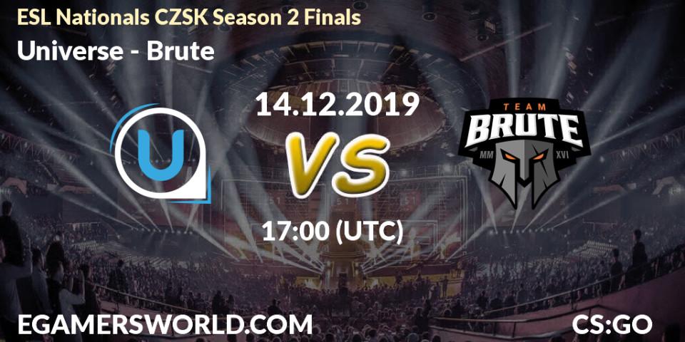 Prognose für das Spiel Universe VS Brute. 14.12.19. CS2 (CS:GO) - ESL Nationals CZSK Season 2 Finals
