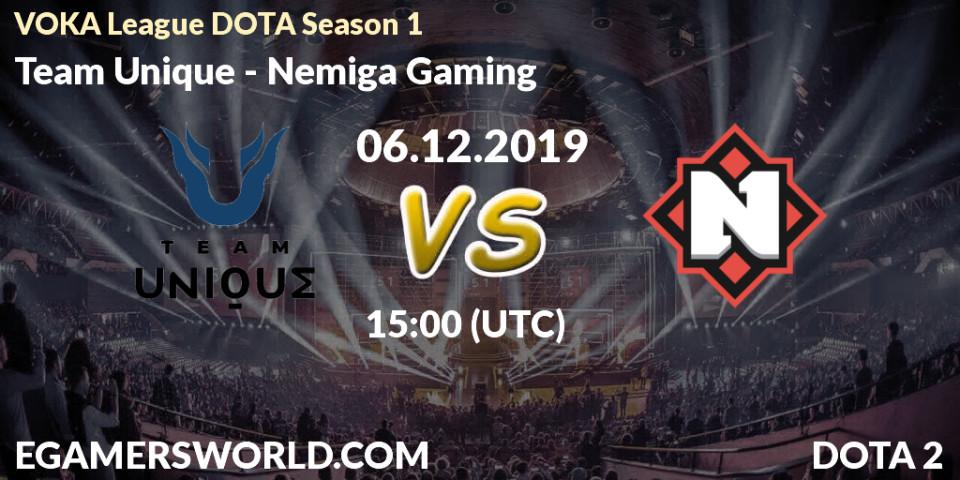 Prognose für das Spiel Team Unique VS Nemiga Gaming. 06.12.19. Dota 2 - VOKA League DOTA Season 1