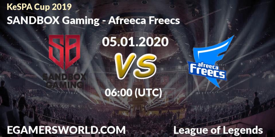 Prognose für das Spiel SANDBOX Gaming VS Afreeca Freecs. 05.01.20. LoL - KeSPA Cup 2019