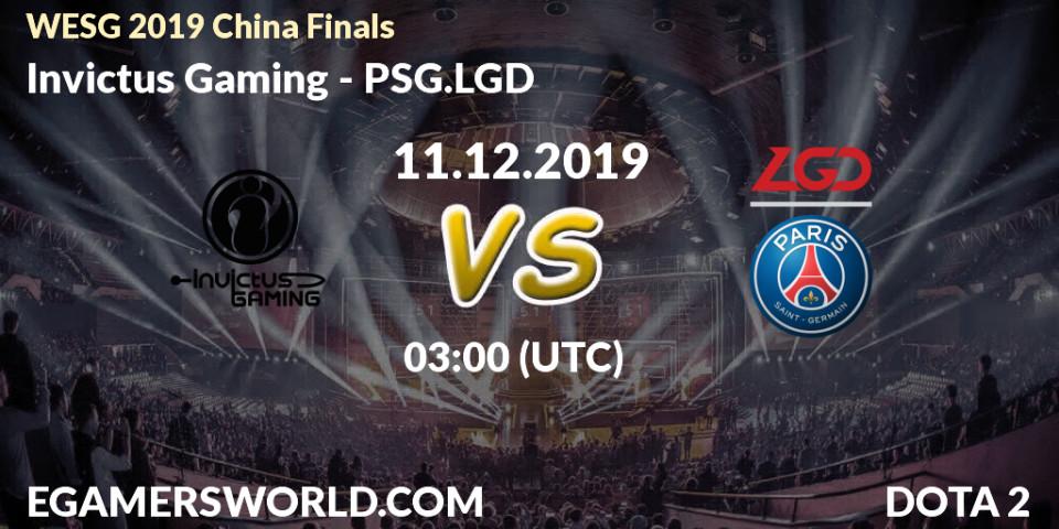 Prognose für das Spiel Invictus Gaming VS PSG.LGD. 11.12.19. Dota 2 - WESG 2019 China Finals