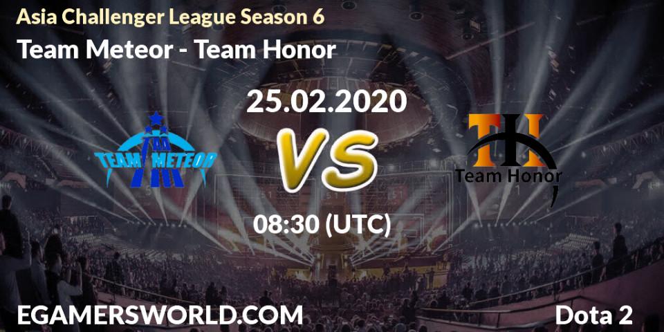 Prognose für das Spiel Team Meteor VS Team Honor. 25.02.20. Dota 2 - Asia Challenger League Season 6