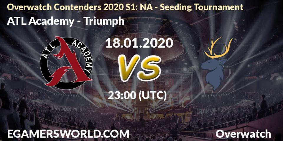 Prognose für das Spiel ATL Academy VS Triumph. 18.01.20. Overwatch - Overwatch Contenders 2020 S1: NA - Seeding Tournament