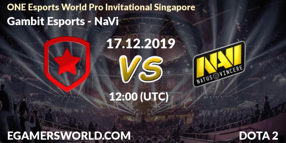 Prognose für das Spiel Gambit Esports VS NaVi. 17.12.19. Dota 2 - ONE Esports World Pro Invitational Singapore
