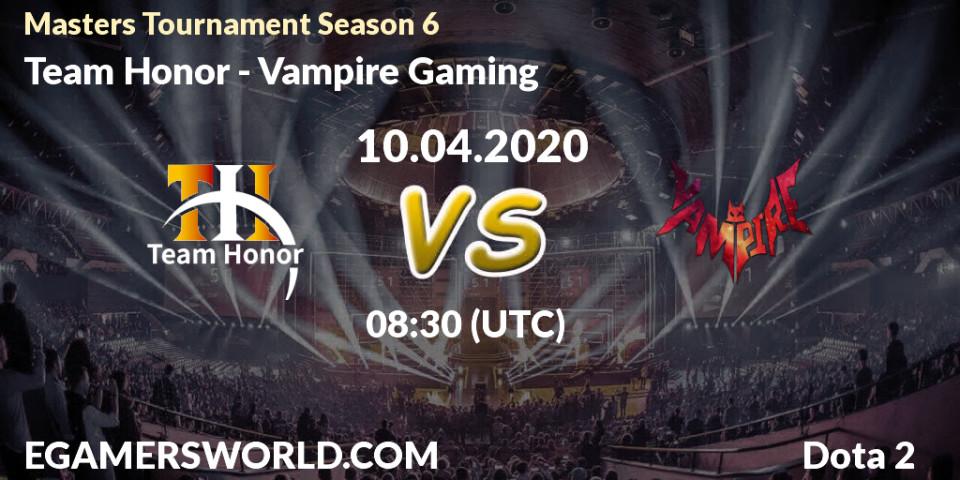 Prognose für das Spiel Team Honor VS Vampire Gaming. 11.04.20. Dota 2 - Masters Tournament Season 6