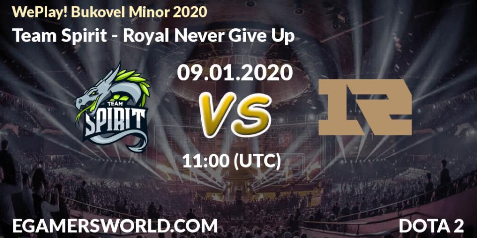 Prognose für das Spiel Team Spirit VS Royal Never Give Up. 09.01.20. Dota 2 - WePlay! Bukovel Minor 2020