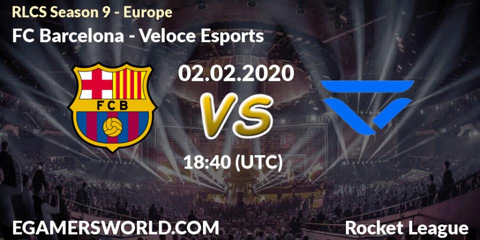 Prognose für das Spiel FC Barcelona VS Veloce Esports. 09.02.20. Rocket League - RLCS Season 9 - Europe