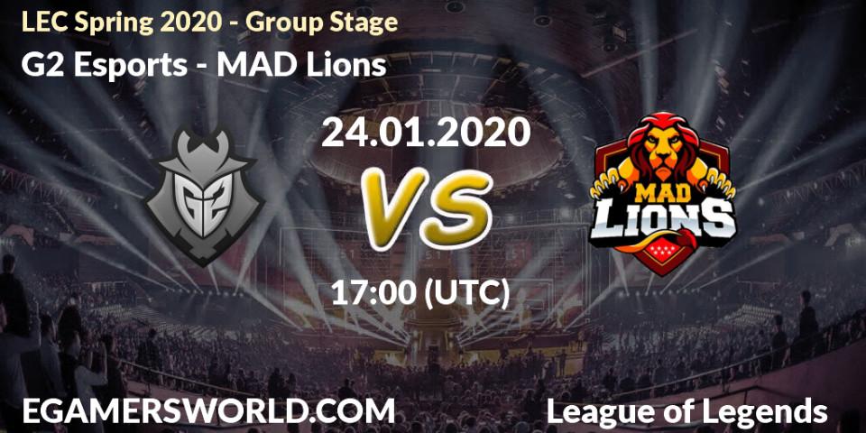 Prognose für das Spiel G2 Esports VS MAD Lions. 24.01.20. LoL - LEC Spring 2020 - Group Stage