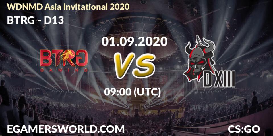 Prognose für das Spiel BTRG VS D13. 01.09.20. CS2 (CS:GO) - WDNMD Asia Invitational 2020