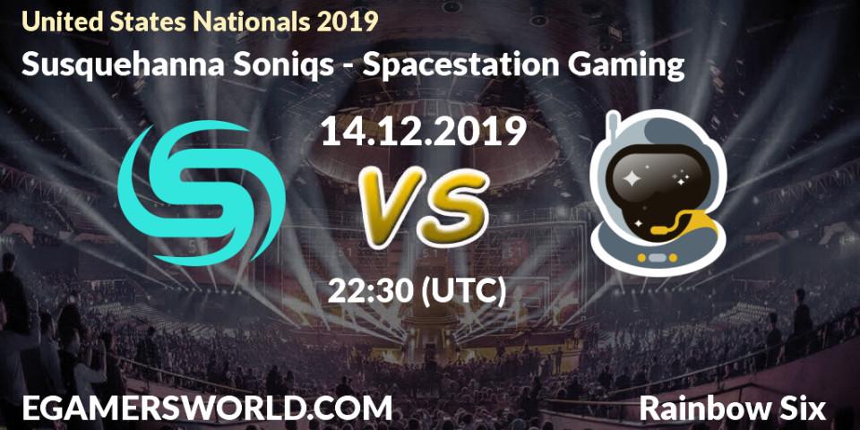 Prognose für das Spiel Susquehanna Soniqs VS Spacestation Gaming. 14.12.19. Rainbow Six - United States Nationals 2019