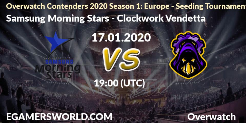 Prognose für das Spiel Samsung Morning Stars VS Clockwork Vendetta. 17.01.20. Overwatch - Overwatch Contenders 2020 Season 1: Europe - Seeding Tournament
