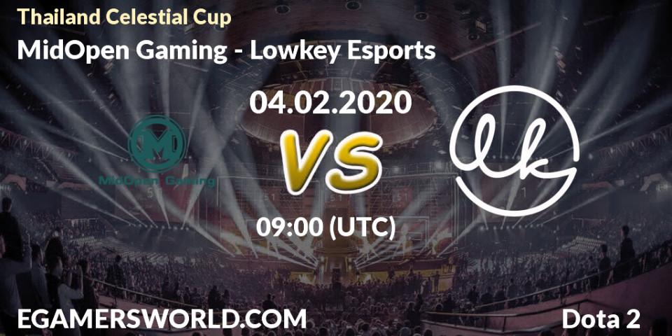 Prognose für das Spiel MidOpen Gaming VS Lowkey Esports. 04.02.20. Dota 2 - Thailand Celestial Cup