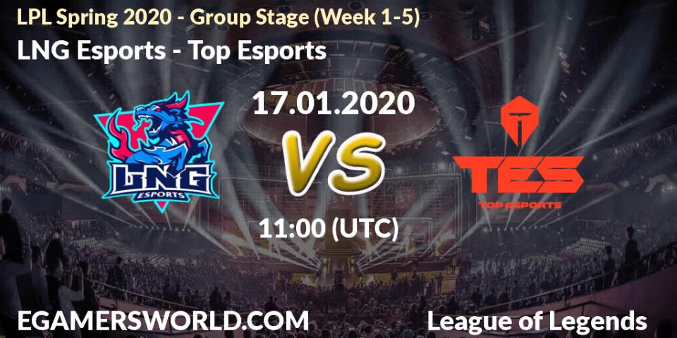 Prognose für das Spiel LNG Esports VS Top Esports. 17.01.20. LoL - LPL Spring 2020 - Group Stage (Week 1-4)