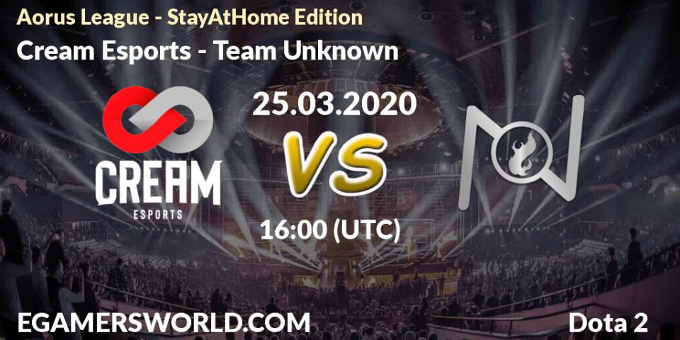 Prognose für das Spiel Cream Esports VS Team Unknown. 25.03.20. Dota 2 - Aorus League - StayAtHome Edition Peru