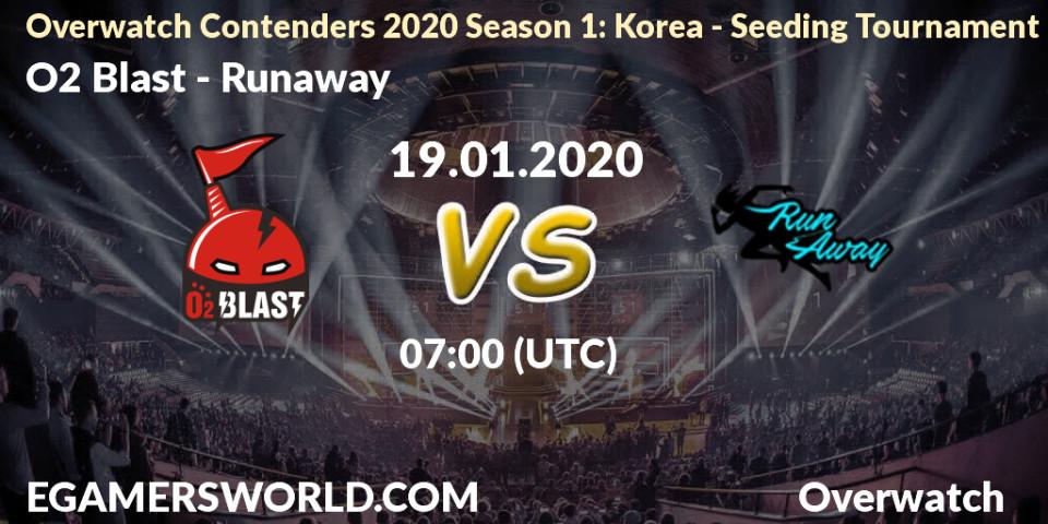 Prognose für das Spiel O2 Blast VS Runaway. 19.01.20. Overwatch - Overwatch Contenders 2020 Season 1: Korea - Seeding Tournament