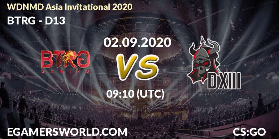 Prognose für das Spiel BTRG VS D13. 02.09.20. CS2 (CS:GO) - WDNMD Asia Invitational 2020