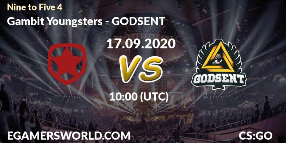 Prognose für das Spiel Gambit Youngsters VS GODSENT. 17.09.20. CS2 (CS:GO) - Nine to Five 4