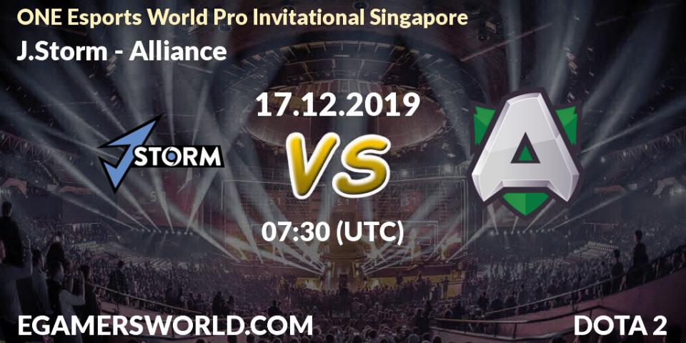 Prognose für das Spiel J.Storm VS Alliance. 18.12.19. Dota 2 - ONE Esports World Pro Invitational Singapore