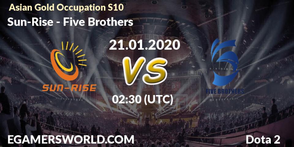 Prognose für das Spiel Sun-Rise VS Five Brothers. 21.01.20. Dota 2 - Asian Gold Occupation S10