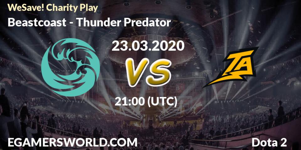 Prognose für das Spiel Beastcoast VS Thunder Predator. 23.03.20. Dota 2 - WeSave! Charity Play