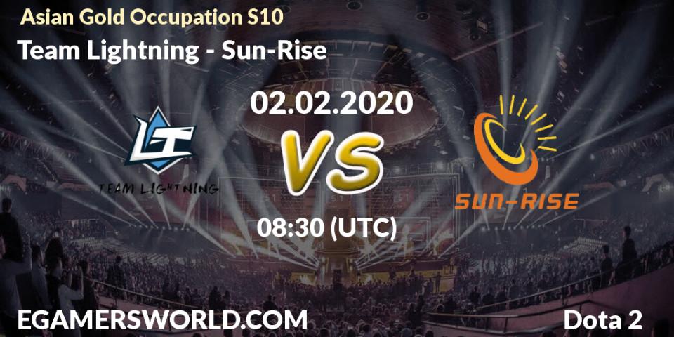 Prognose für das Spiel Team Lightning VS Sun-Rise. 02.02.20. Dota 2 - Asian Gold Occupation S10