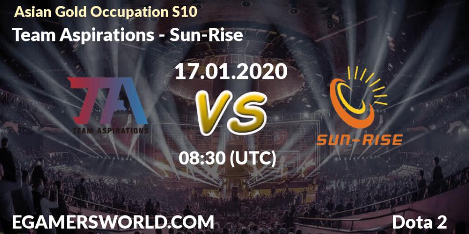 Prognose für das Spiel Team Aspirations VS Sun-Rise. 17.01.20. Dota 2 - Asian Gold Occupation S10