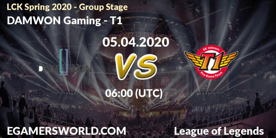 Prognose für das Spiel DAMWON Gaming VS T1. 05.04.20. LoL - LCK Spring 2020 - Group Stage