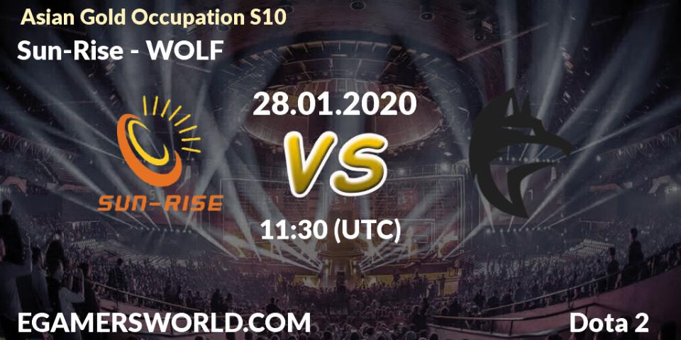 Prognose für das Spiel Sun-Rise VS WOLF. 28.01.20. Dota 2 - Asian Gold Occupation S10