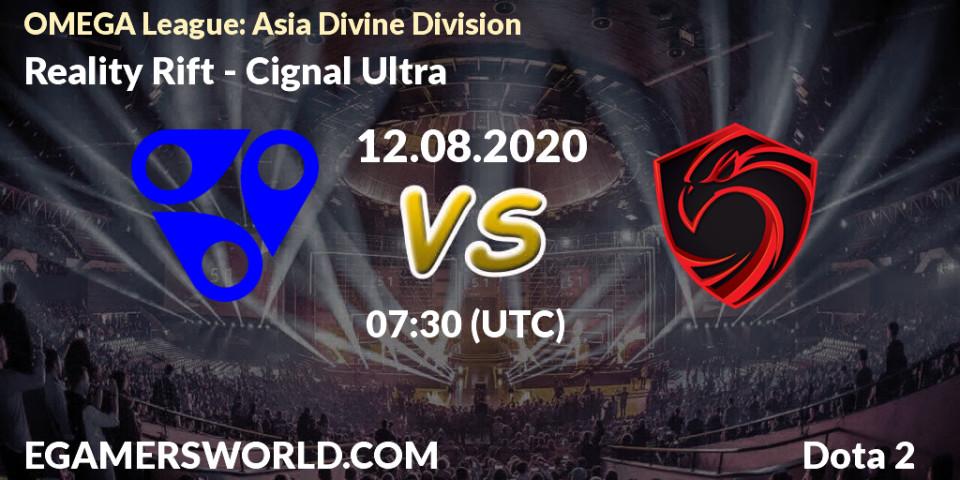 Prognose für das Spiel Reality Rift VS Cignal Ultra. 12.08.20. Dota 2 - OMEGA League: Asia Divine Division
