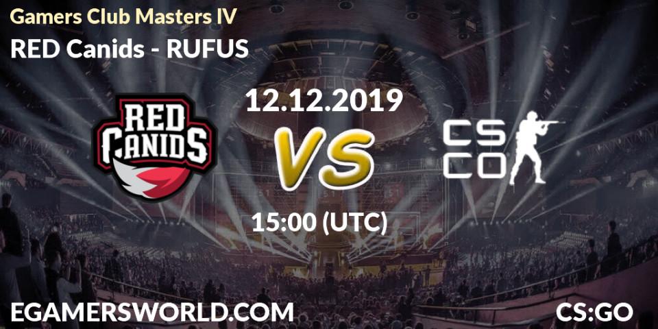 Prognose für das Spiel RED Canids VS RUFUS. 12.12.19. CS2 (CS:GO) - Gamers Club Masters IV